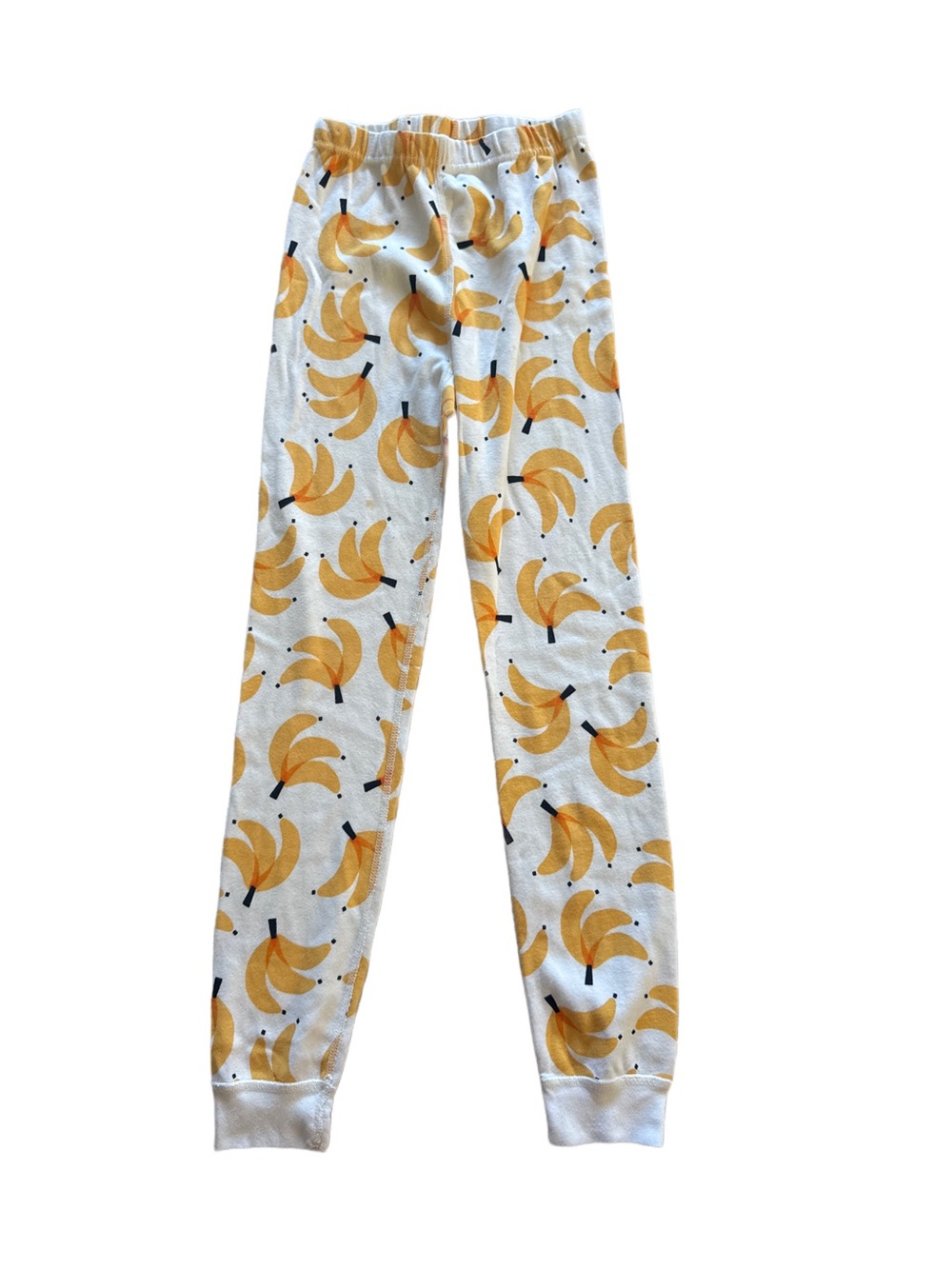 Hanna Andersson White Pajama Pants with Yellow Banana Print